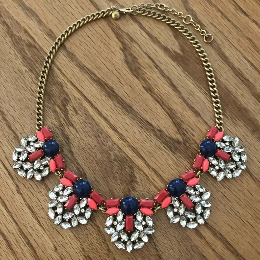J.Crew | Rhinestone Cabochon Pendant Necklace | 18” Adjustable